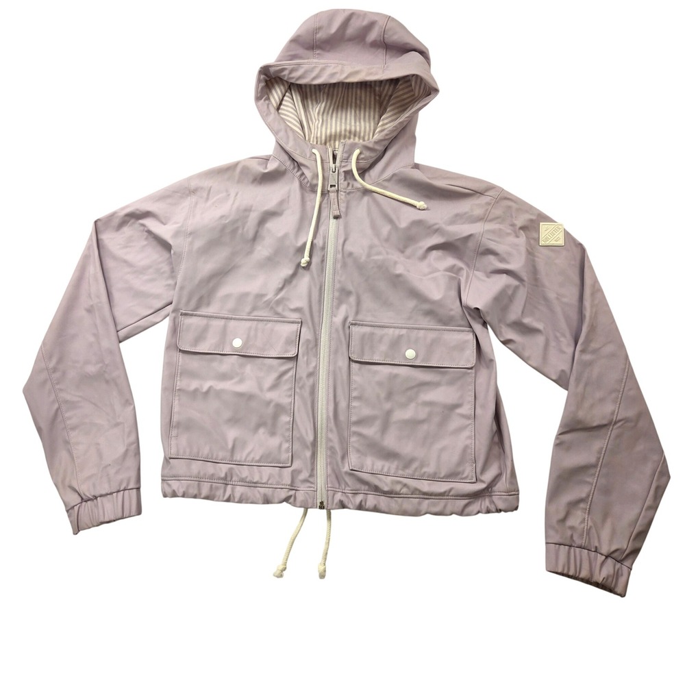 Hollister Light Weight Purple Lavender Rain Jacket Windbreaker Coat Hoodie Sz L